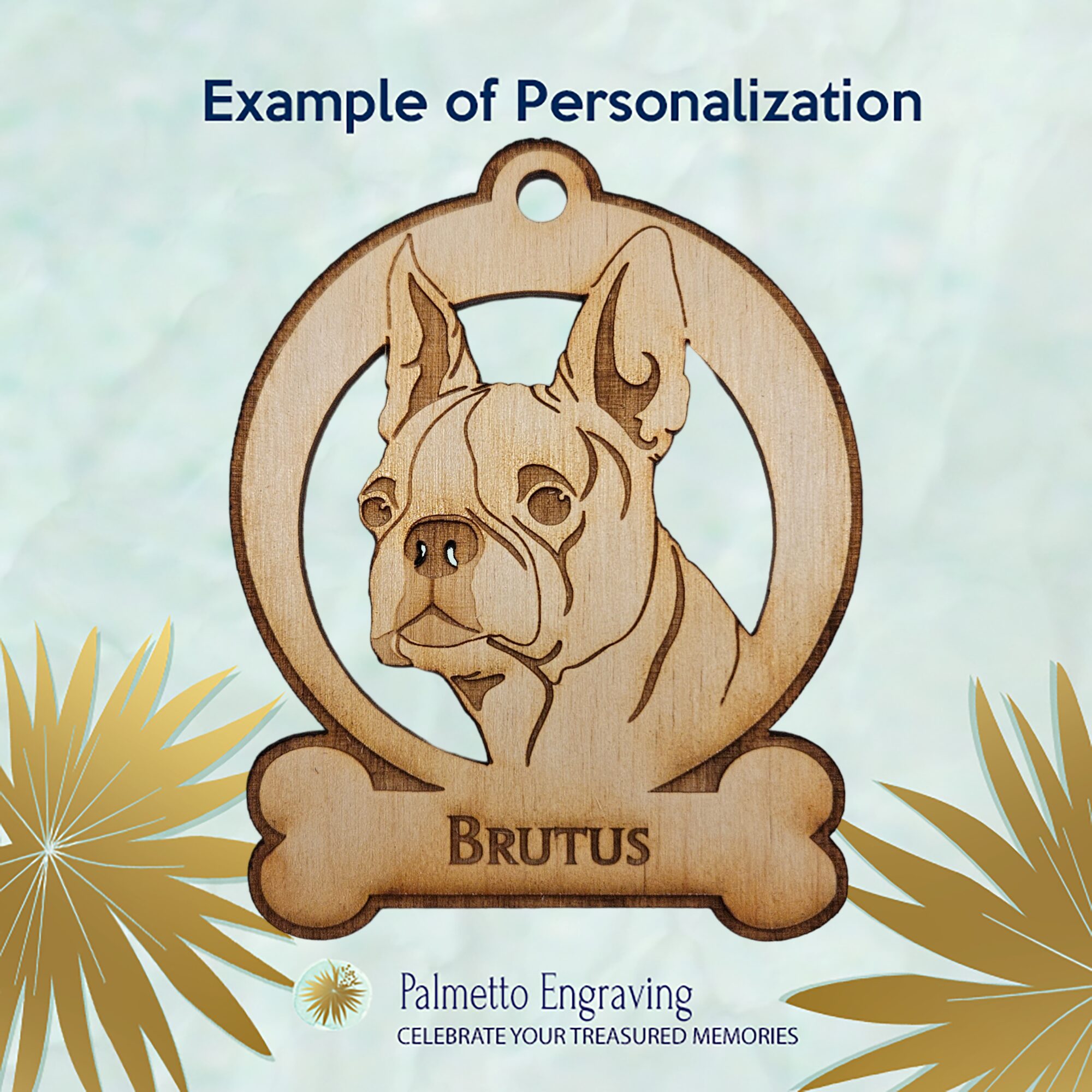 Boston Terrier Christmas Ornament Personalized