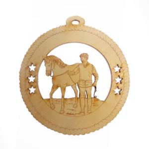 Boy Walking Horse Ornament | Horse Gifts