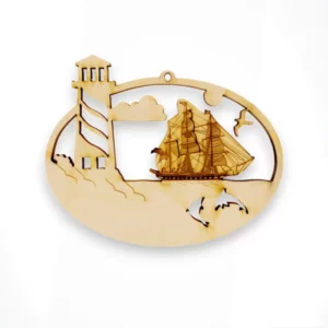 Lighthouse and Tall Ship Ornament | Personalized