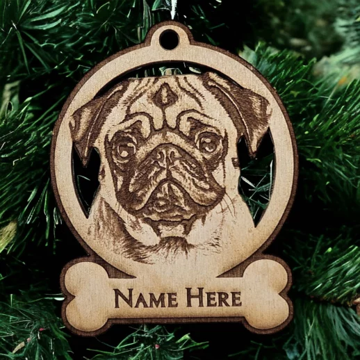 Pug Christmas Ornament | Personalized