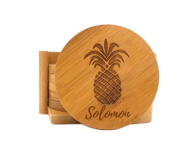 Personalized Bamboo Coasters | Pineapple - Set of 6