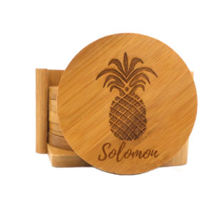 Personalized Bamboo Coasters | Pineapple - Set of 6