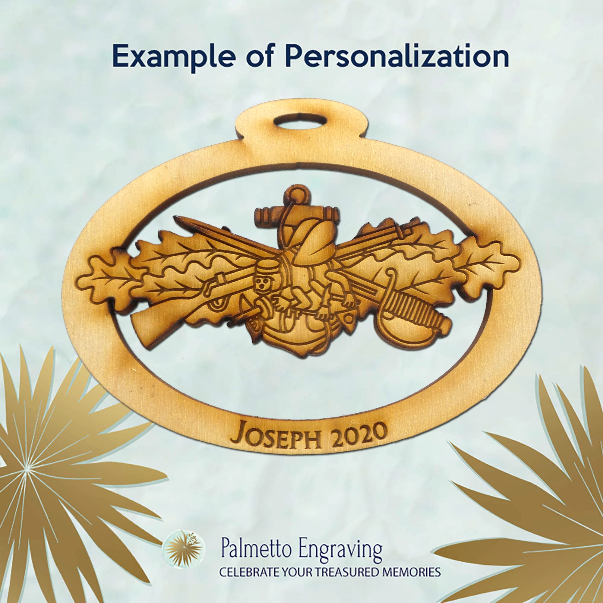 Navy Seabee Warfare Insignia Ornament | Personalized