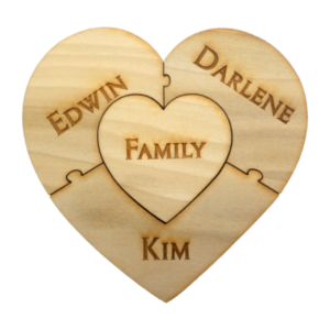 Wooden Heart Puzzle - 4 PC