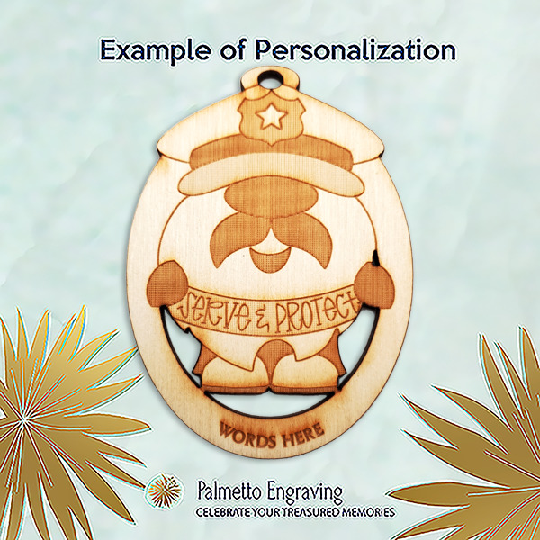 Police Gnome Ornament Personalized
